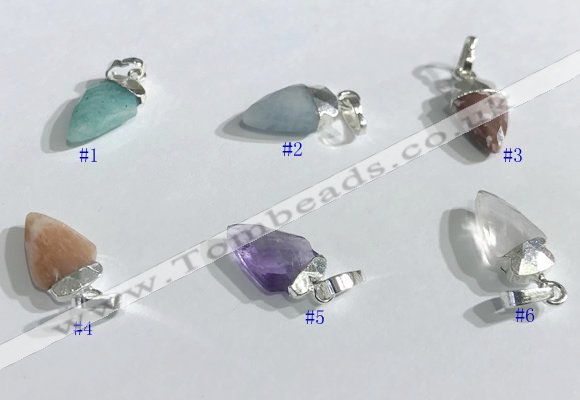 NGP9724 9*15mm arrowhead-shaped  mixed gemstone pendants wholesale
