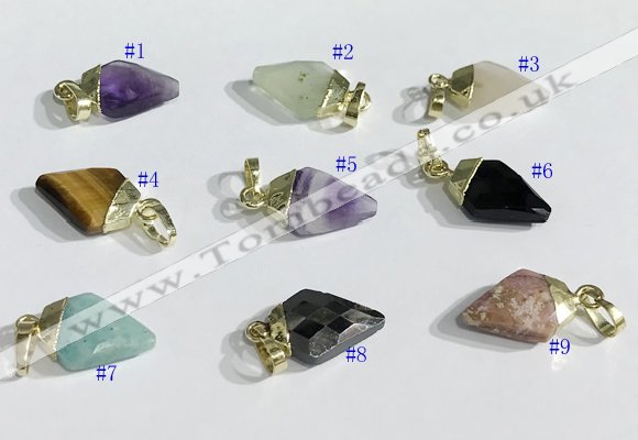 NGP9728 11*15mm arrowhead-shaped  mixed gemstone pendants wholesale