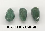 NGP9823 22*35mm - 25*40mm faceted nuggets green aventurine jade pendants