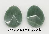 NGP9833 32*42mm - 35*45mm faceted nuggets green aventurine jade pendants