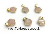 NGP9874 16mm faceted hexagon rose quartz pendant