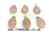 NGP9876 17*22mm faceted oval rose quartz pendant