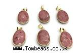 NGP9877 17*22mm faceted oval pink wooden jasper pendant