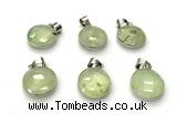 NGP9892 16mm faceted coin prehnite pendant