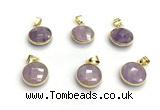 NGP9897 16mm faceted coin amethyst pendant
