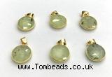 NGP9899 16mm faceted coin prehnite pendant