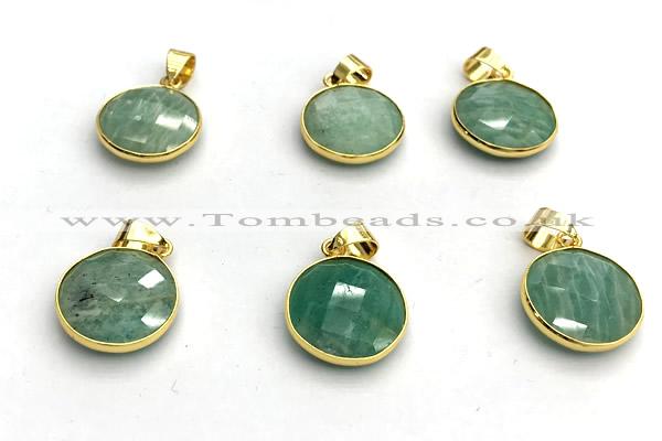 NGP9901 16mm faceted coin amazonite pendant
