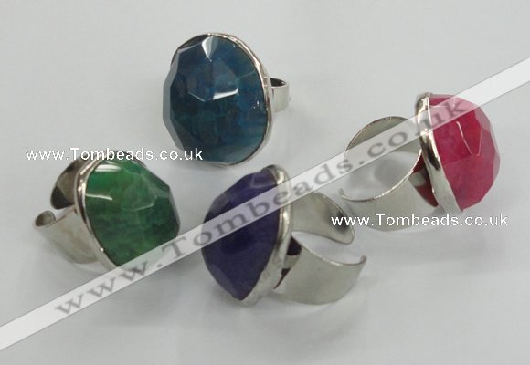 NGR05 18*25mm - 22*28mm faceted nuggets agate gemstone rings