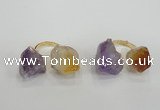 NGR102 13*18mm - 15*20mm faceted nuggets amethyst & citrine rings