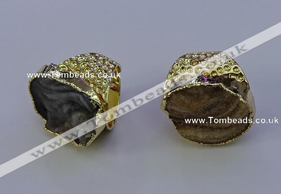 NGR1020 20*25mm - 25*35mm freeform druzy agate gemstone rings