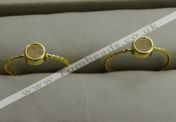 NGR1030 4mm coin plated druzy agate rings wholesale