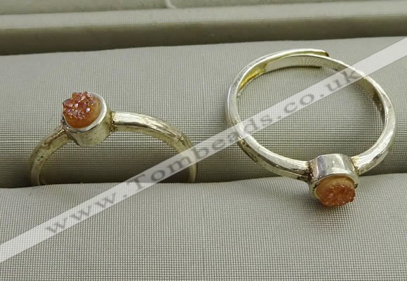 NGR1039 4mm coin plated druzy agate rings wholesale