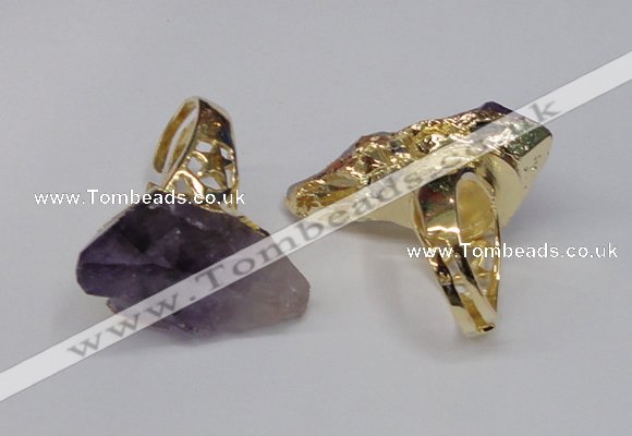 NGR109 18*35mm - 22*40mm faceted nuggets amethyst gemstone rings