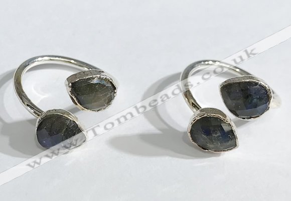 NGR1091 8*10mm faceted flat droplet labradorite rings wholesale