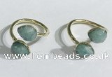 NGR1094 8*10mm faceted flat droplet amazonite rings wholesale