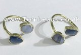 NGR1095 8*10mm faceted flat droplet kyanite & blue lace agate rings wholesale