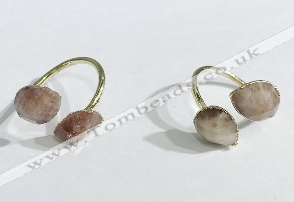 NGR1096 8*10mm faceted flat droplet moonstone rings wholesale