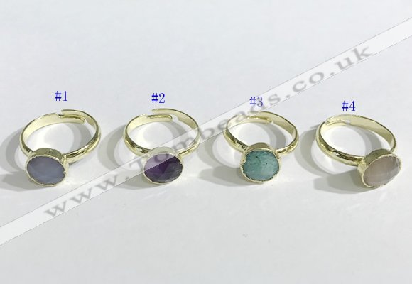 NGR1102 10mm faceted coin  mixed gemstone rings wholesale