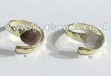 NGR1106 8*10mm faceted flat droplet  mixed gemstone rings wholesale