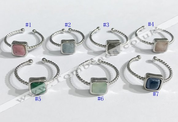 NGR1112 8mm square  mixed gemstone rings wholesale