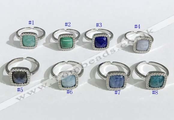 NGR1131 12mm square mixed gemstone gemstone rings wholesale