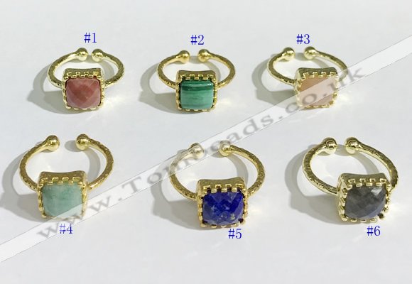 NGR1139 10mm square  mixed gemstone rings wholesale