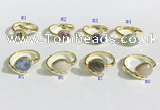 NGR1143 8*10mm faceted flat droplet mixed gemstone rings wholesale