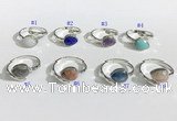 NGR1144 8*10mm faceted flat droplet mixed gemstone rings wholesale