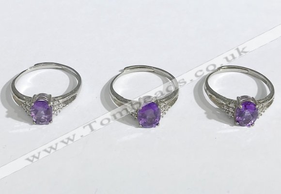 NGR1146 6*8mm faceted oval amethyst gemstone rings wholesale