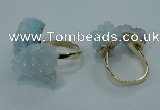 NGR12 15*20mm - 20*25mm nuggets plated druzy quartz rings