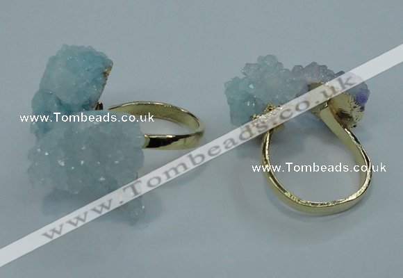 NGR12 15*20mm - 20*25mm nuggets plated druzy quartz rings