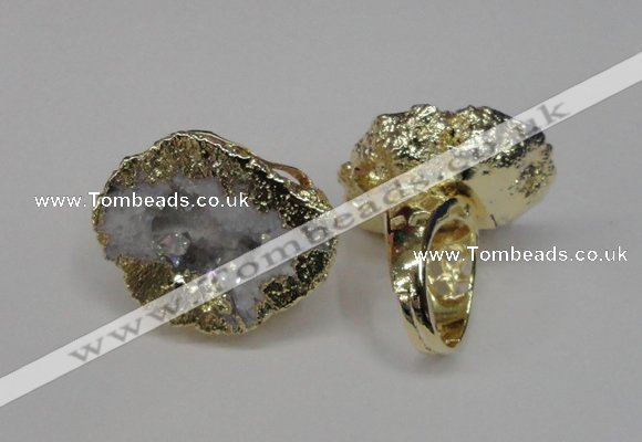 NGR125 30*40mm - 35*45mm freeform plated druzy quartz rings