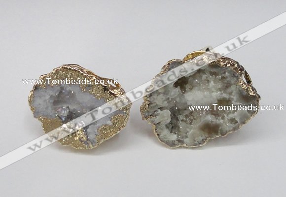 NGR126 30*40mm - 35*45mm freeform plated druzy quartz rings