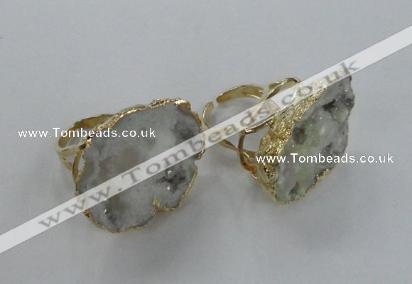 NGR127 30*35mm - 35*40mm freeform plated druzy quartz rings