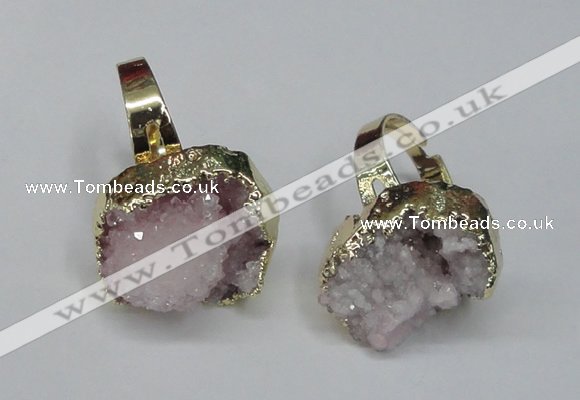 NGR130 18*25mm - 20*25mm freeform plated druzy quartz rings