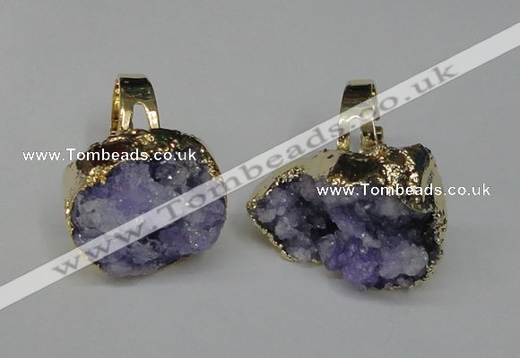 NGR131 18*25mm - 20*25mm freeform plated druzy quartz rings