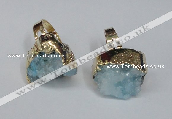 NGR132 18*25mm - 20*25mm freeform plated druzy quartz rings