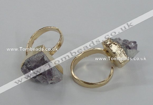 NGR135 15*20mm - 18*25mm freeform plated druzy amethyst rings