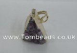 NGR137 25*30mm triangle plated druzy amethyst rings wholesale