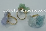 NGR15 15*20mm - 20*25mm nuggets plated druzy quartz rings