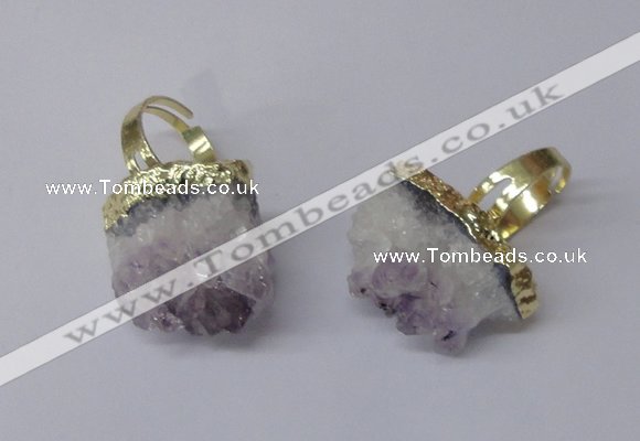 NGR166 18*25mm - 20*25mm freeform druzy amethyst rings wholesale