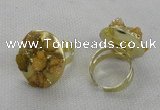 NGR176 25*30mm druzy agate gemstone rings wholesale