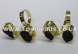 NGR192 10*14mm - 15*20mm oval druzy agate gemstone rings