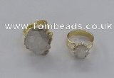 NGR203 10*14mm – 20*25mm freeform druzy agate gemstone rings