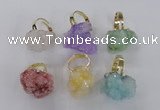 NGR21 18*25mm - 25*30mm nuggets plated druzy quartz rings