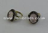 NGR2101 10*15mm faceted oval rose quartz gemstone rings