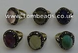 NGR2118 10*15mm faceted oval mixed gemstone rings wholesale