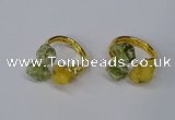 NGR212 5*8mm - 6*10mm freeform druzy agate & peridot rings wholesale