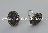 NGR2132 22*28mm - 22*30mm flower plated druzy agate rings