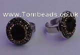 NGR2139 20mm - 22mm coin plated druzy agate gemstone rings